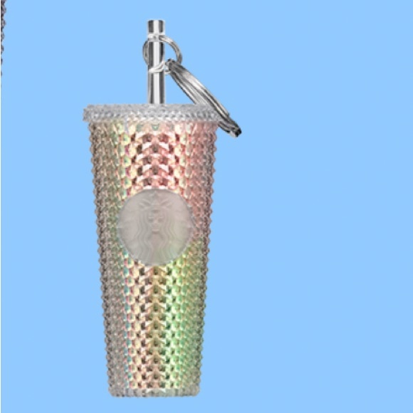 Starbucks Iridescent Unicorn Bling White Studded Jeweled Keychain Cup Ornament - Picture 3 of 3